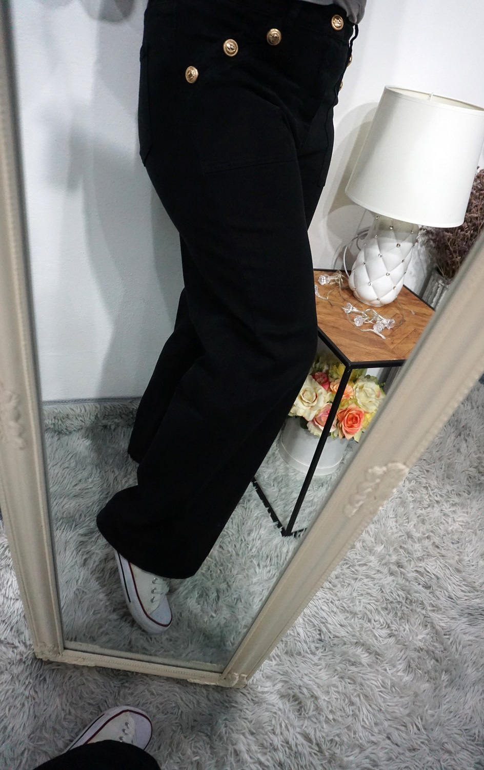 Bavlnené ,,wide leg,, rifle - čierne